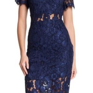 NSR Navy Lace Midi Dress Nordstroms EUC worn 1x
